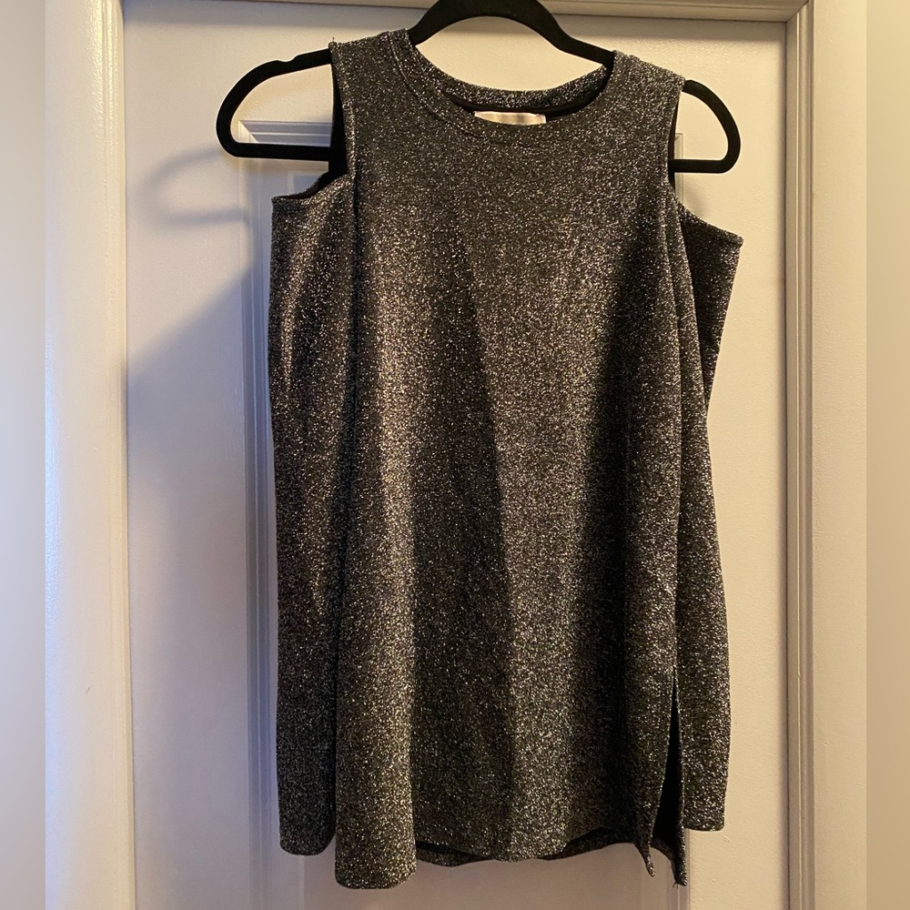 Silver sparkle cold shoulder Micheal Kors top new w tags S